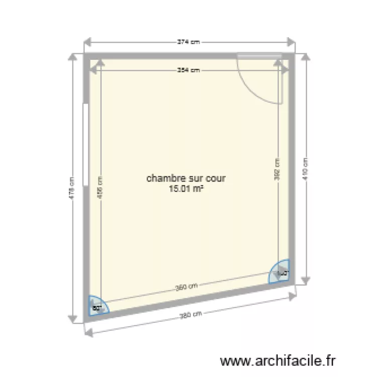chambre sur cour. Plan de chambre sur cour. Plan de