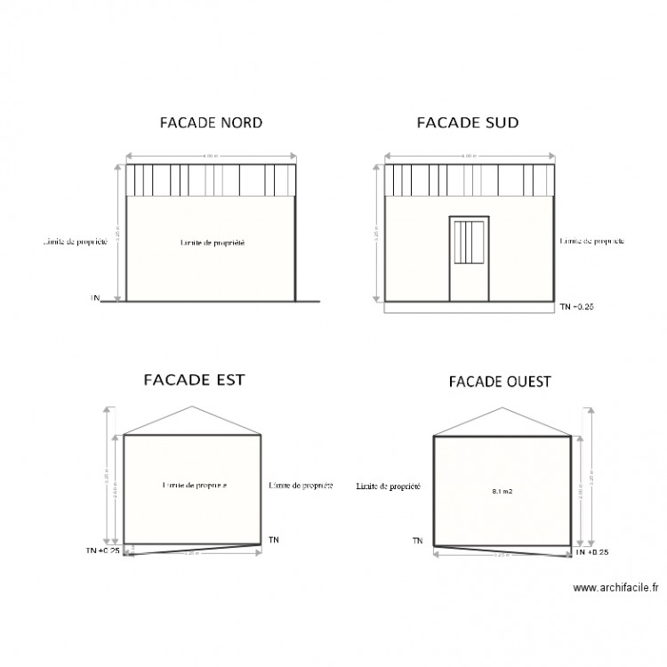 Façades abri de jardin. Plan de 0 pièce et 0 m2