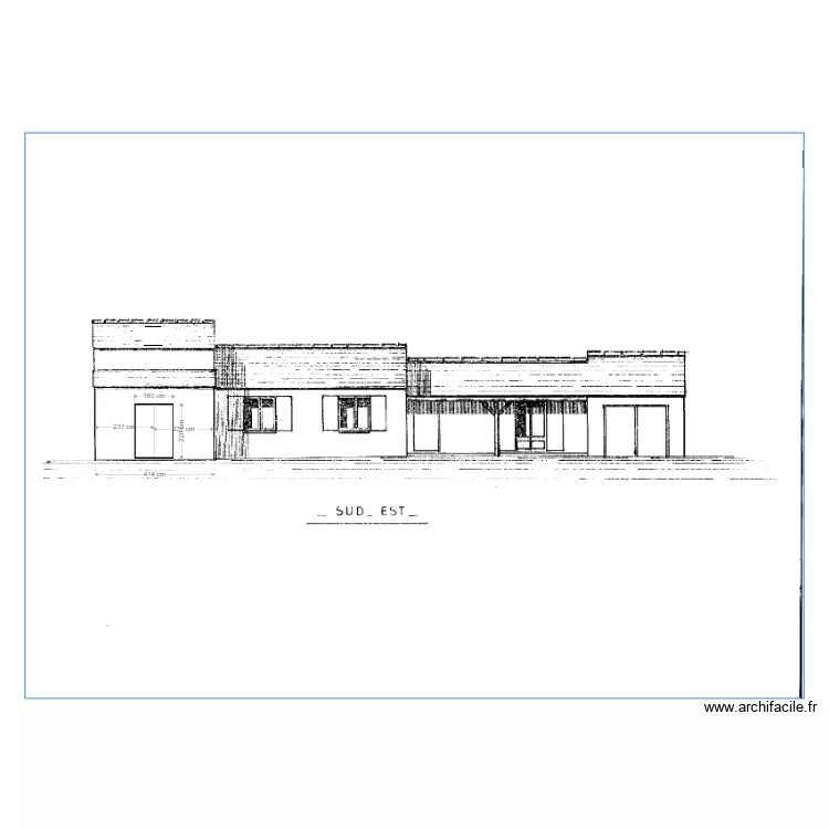 Fa&ccedil;ade SUD studio. Plan de 