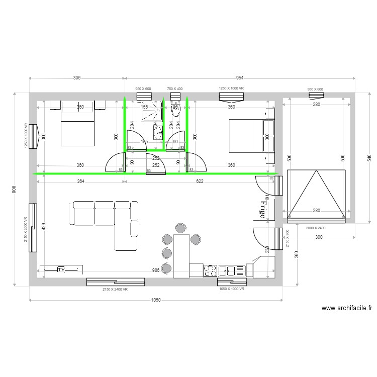 BERAUD JOELLE 2. Plan de 7 pièces et 85 m2