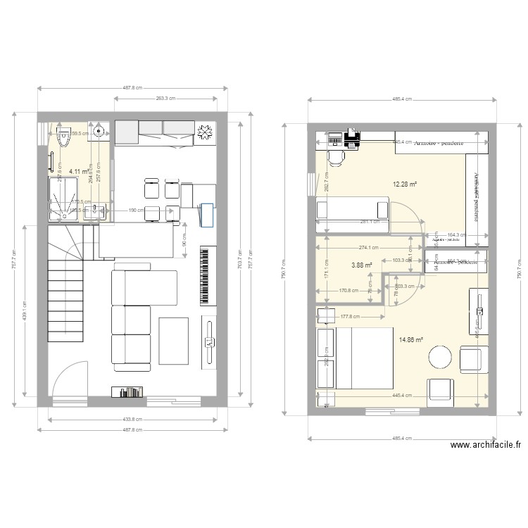 Studio rez de chaussée. Plan de 0 pièce et 0 m2