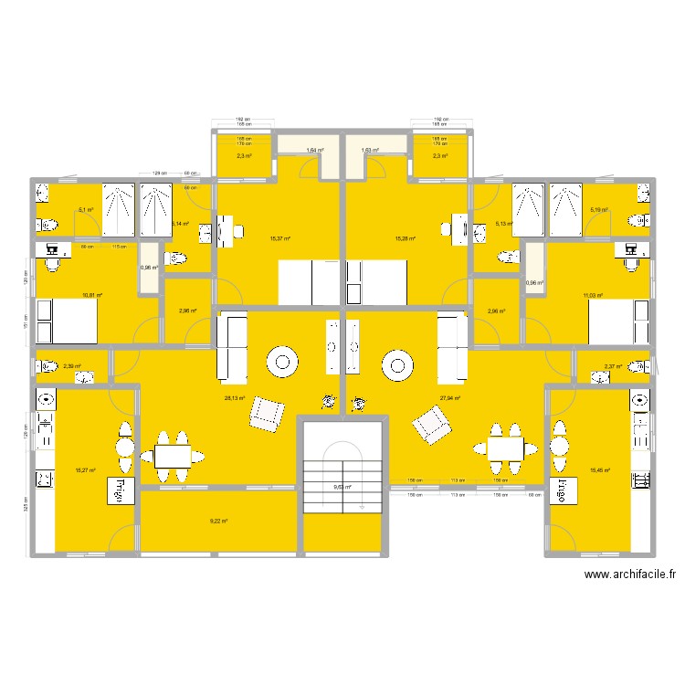 lasboom RDC. Plan de 24 pièces et 199 m2