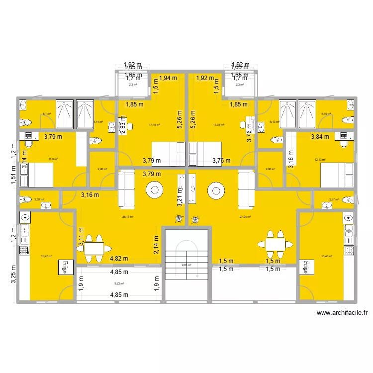 lasboom RDC. Plan de 20  et 200 m²