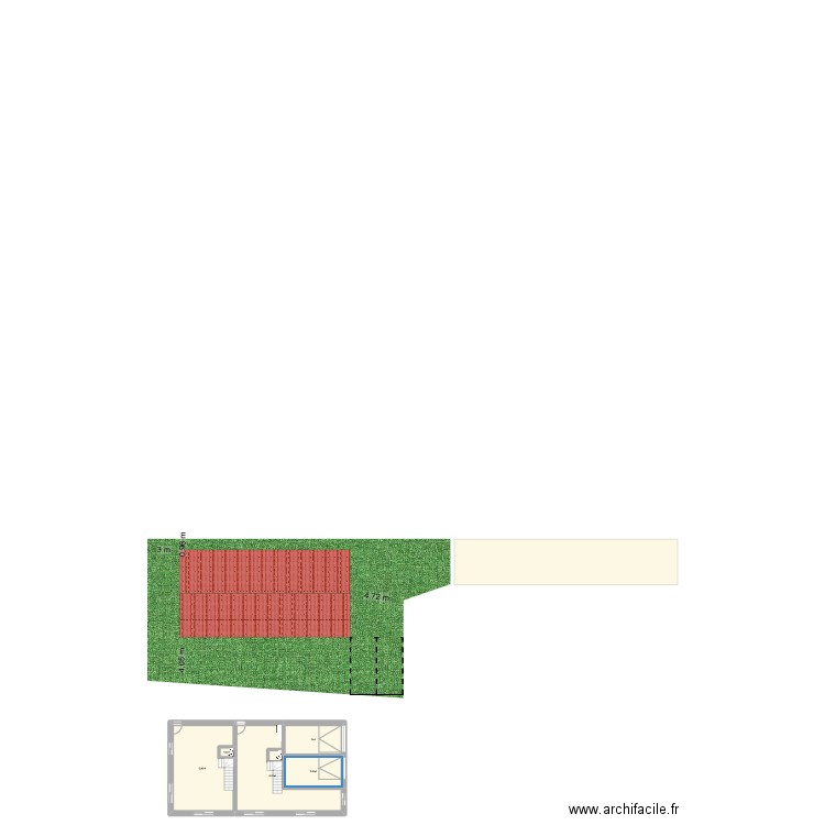 Plan coupe. Plan de 5 pièces et 107 m2