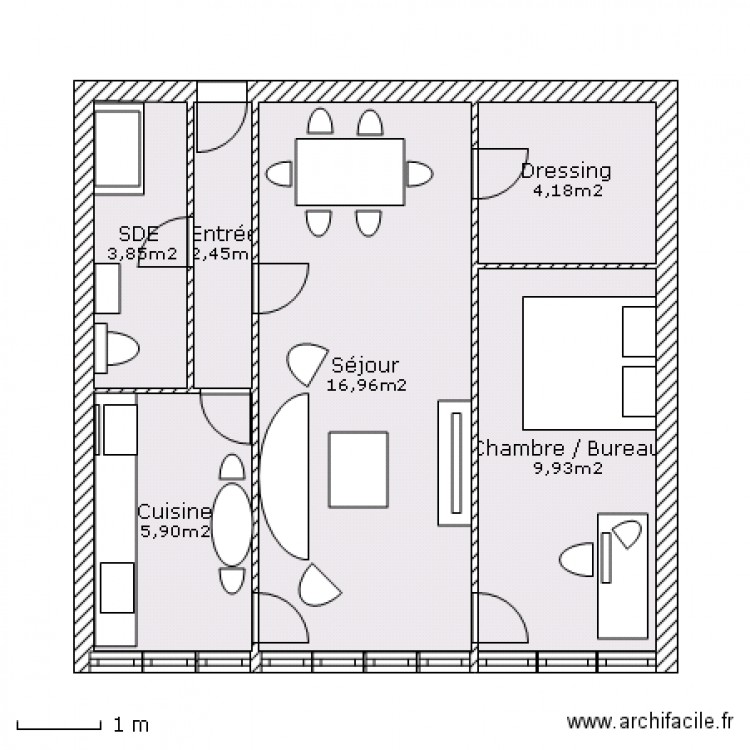 2p 41m². Plan de 0 pièce et 0 m2