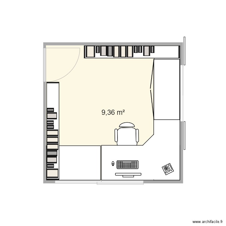 BURO de base OPT1. Plan de 1 pièce et 9 m2