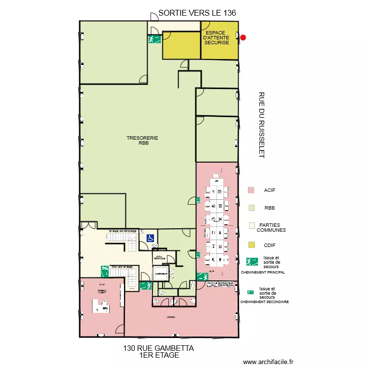 ACIF  SALLE ET BUREAU. Plan de 