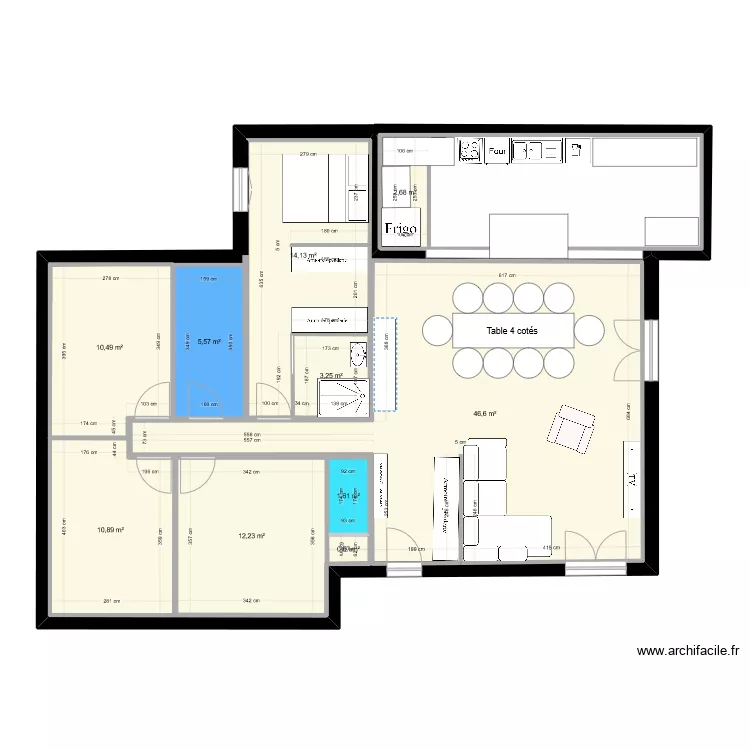 Chambre v&eacute;randa + cuisine garage + porte d'entr&eacute;e chang&eacute;e. Plan de 
