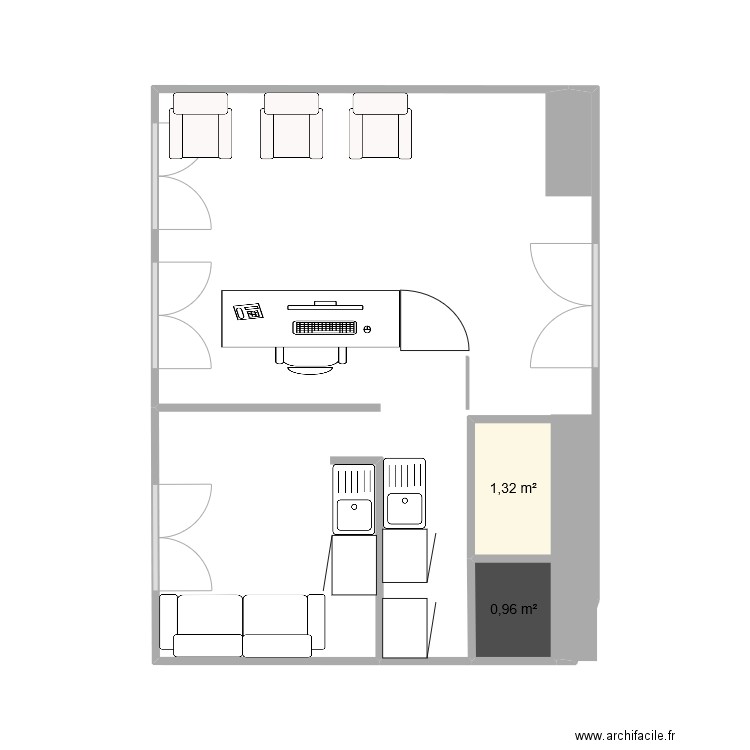 plan . Plan de 2 pièces et 2 m2