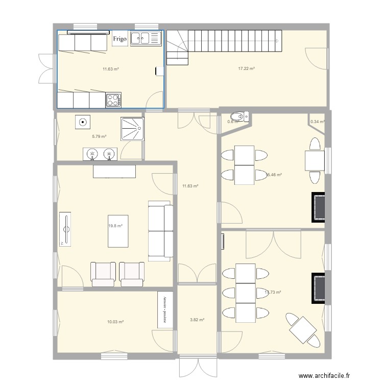 ave de la gare REZ cuisine. Plan de 0 pièce et 0 m2