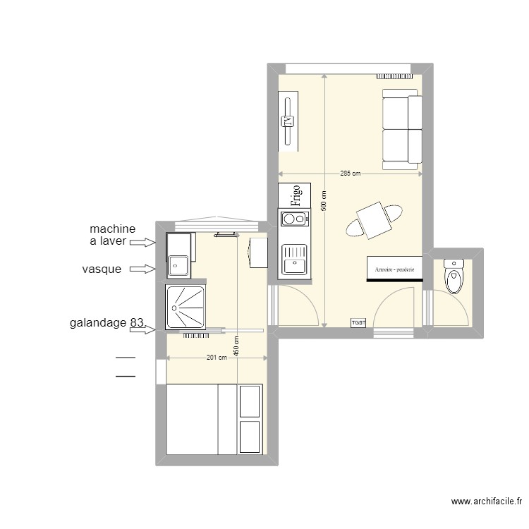 Studio st maur 24m2 3. Plan de 3 pièces et 24 m2