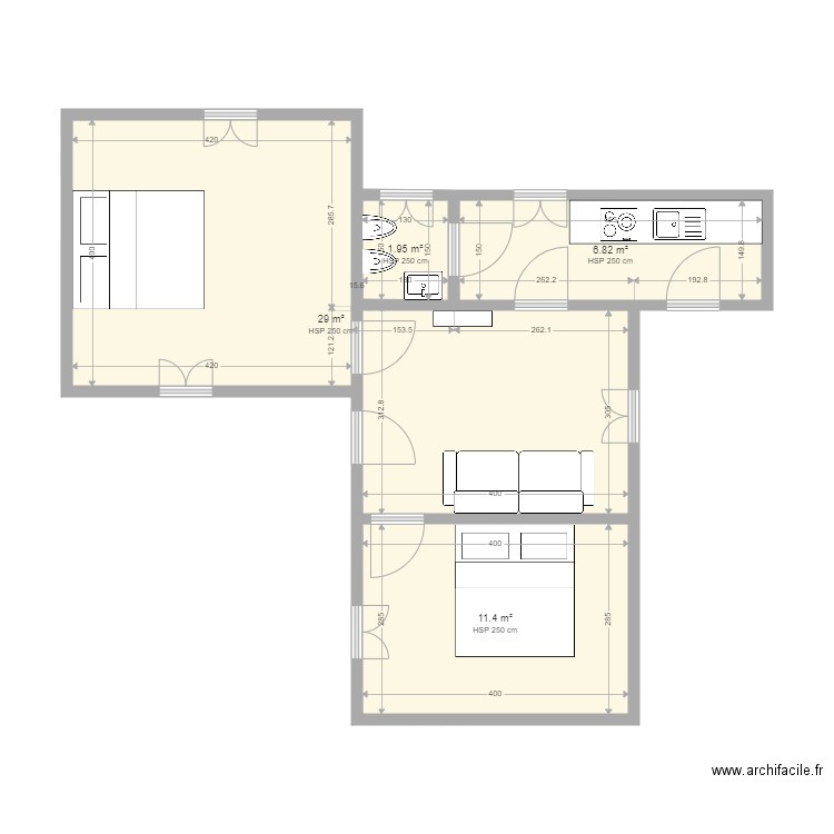 DE DOMENICO. Plan de 4 pièces et 49 m2