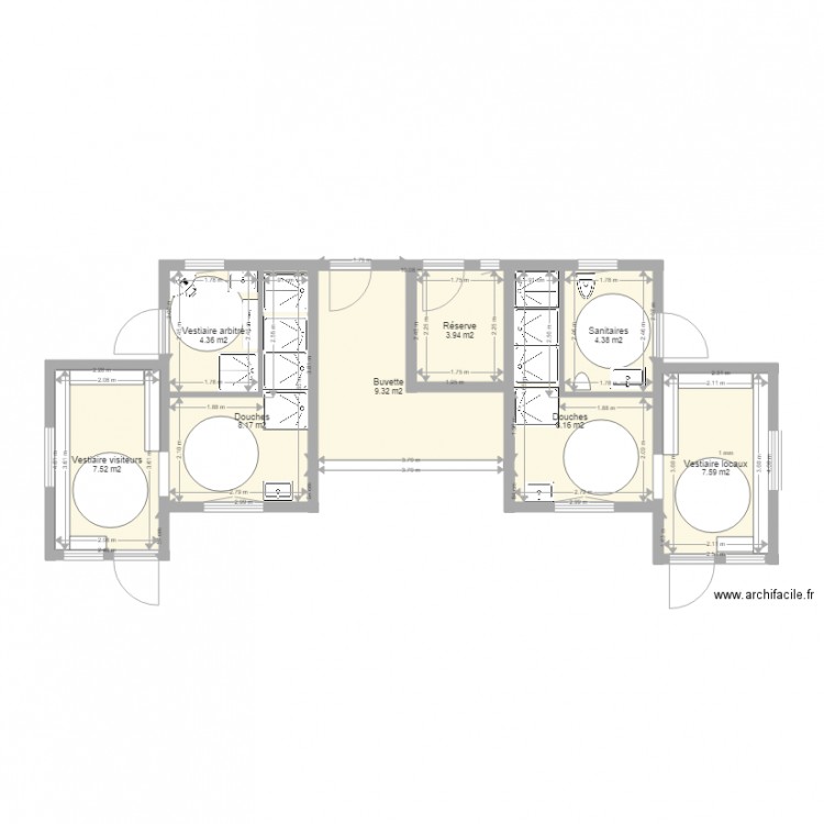 Vestiaires sanitaires terrain 08 10 16 1. Plan de 0 pièce et 0 m2