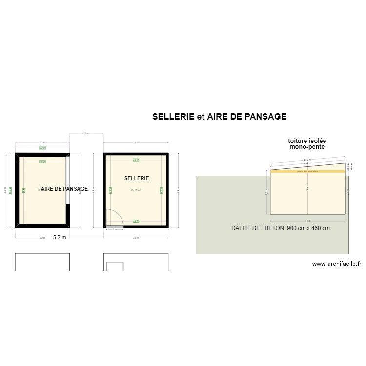 sellerie et aire de pansage OP3 MUR 10 CM. Plan de 2 pièces et 26 m2