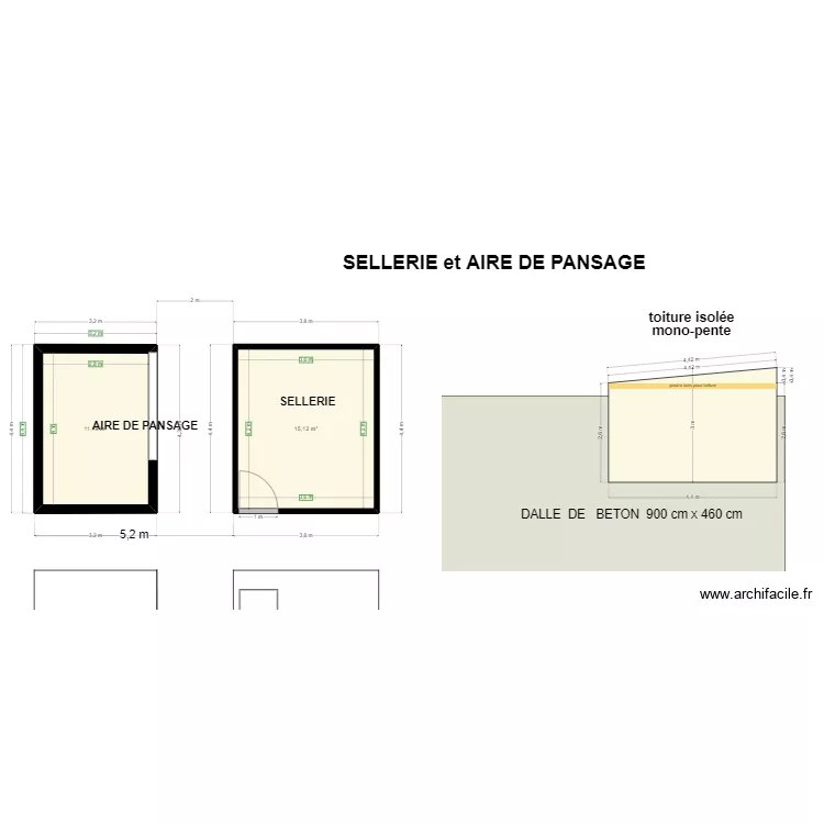 sellerie et aire de pansage OP3 MUR 10 CM. Plan de 