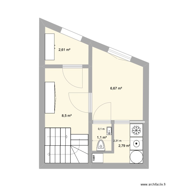 Steinbach Rez trois. Plan de 5 pièces et 22 m2