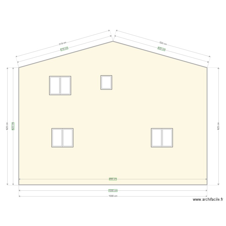 Maison Quissac facade sud Ouest. Plan de 1 pièce et 69 m2