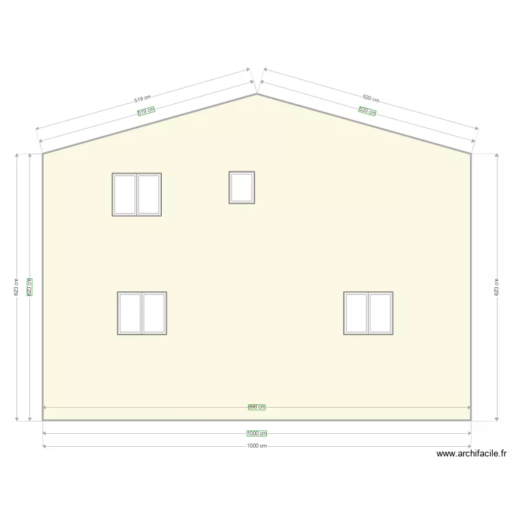 Maison Quissac facade sud Ouest. Plan de 