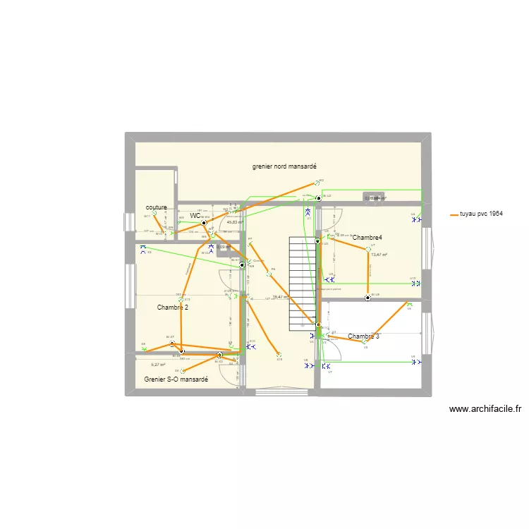 2022 electricit&eacute; plan 1er etage Pierre. Plan de 