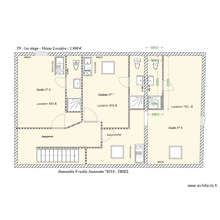 T9 1er - VALEUR LOCATIVE. Plan de 0 pièce et 0 m2