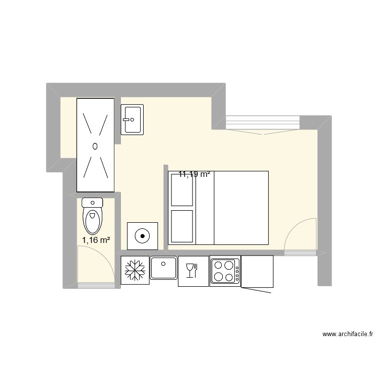 Tibor Juju 2. Plan de 2 pièces et 12 m2