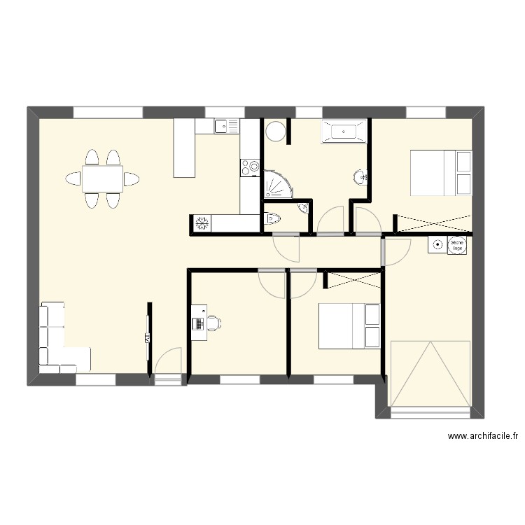 Maison. Plan de 3 pièces et 123 m2