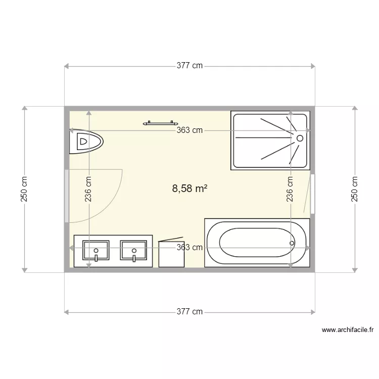 salle de bain. Plan de 