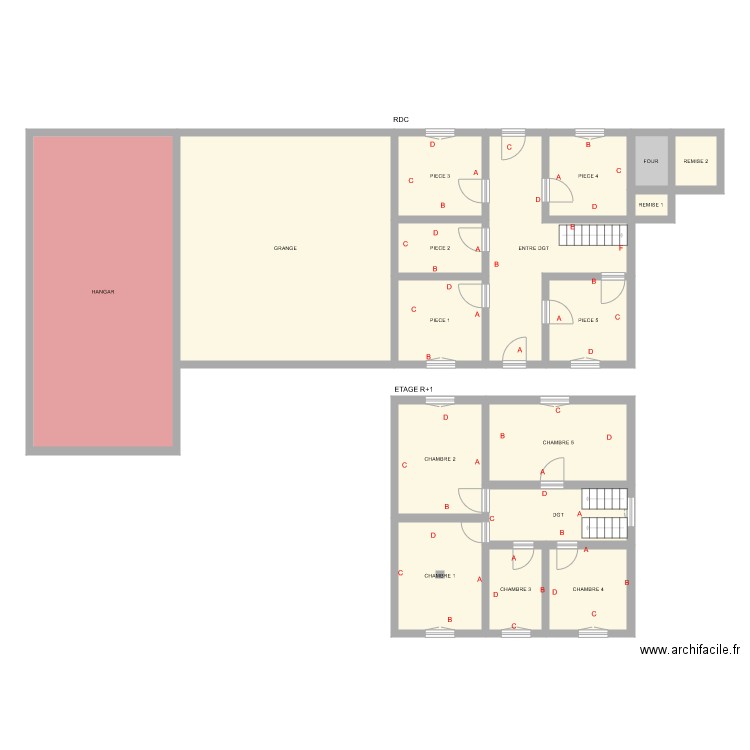 BRETON. Plan de 17 pièces et 215 m2