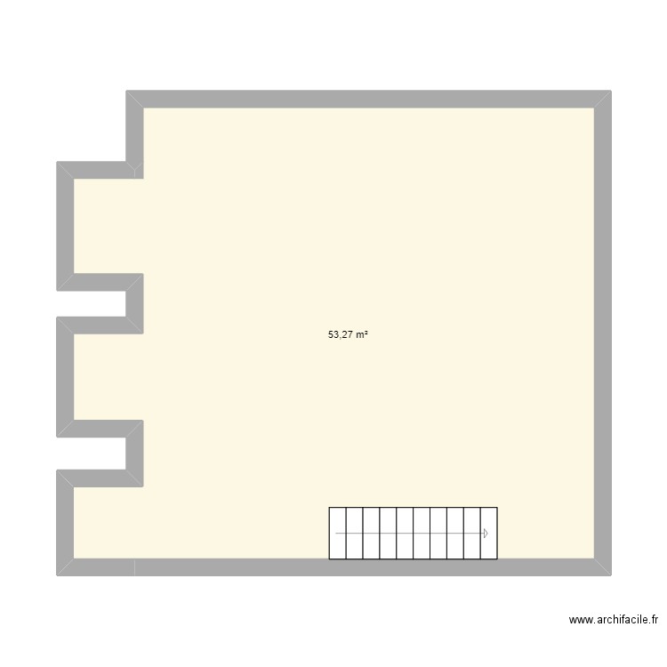 calque étage. Plan de 1 pièce et 53 m2