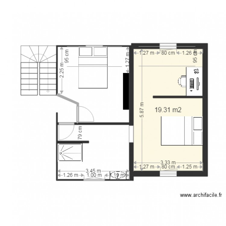PLUCHART Suite parentale bureau version 1. Plan de 0 pièce et 0 m2