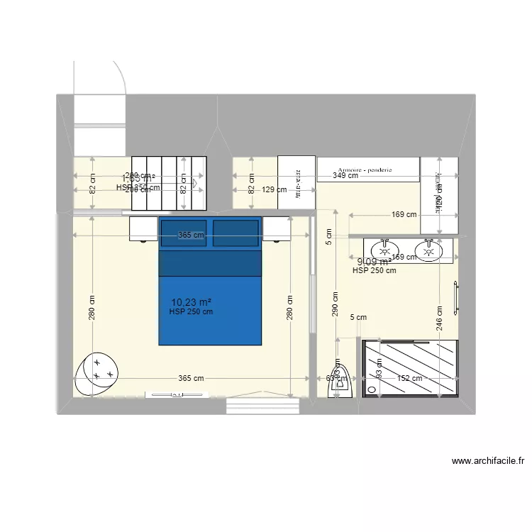 CHAMBRE SALLE DE BAIN. Plan de 