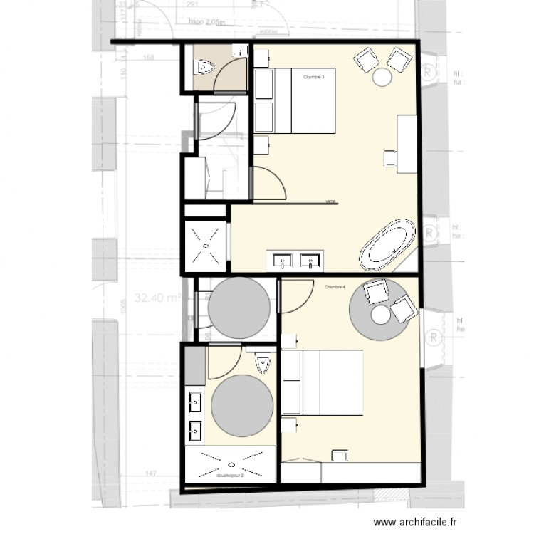 Chambre 3 et 4   Lisa Paunovitch   A. Plan de 0 pièce et 0 m2