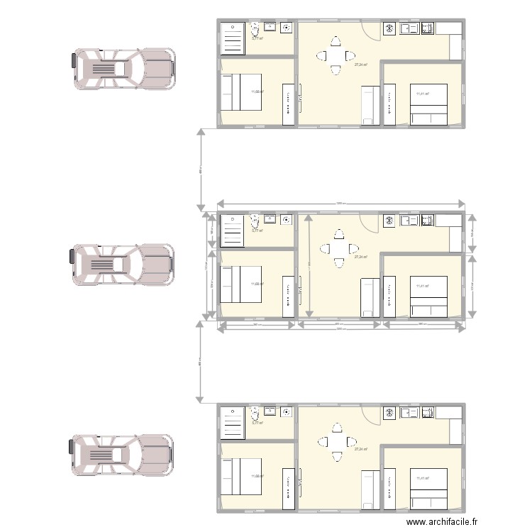 Bungalow 63 m2 Haumi. Plan de 0 pièce et 0 m2