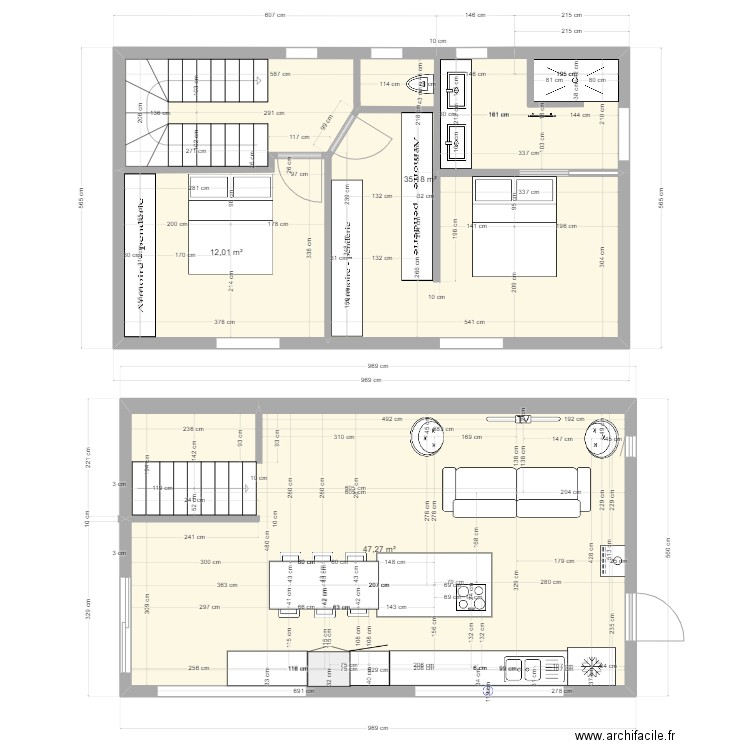 plans cuisine. Plan de 3 pièces et 94 m2