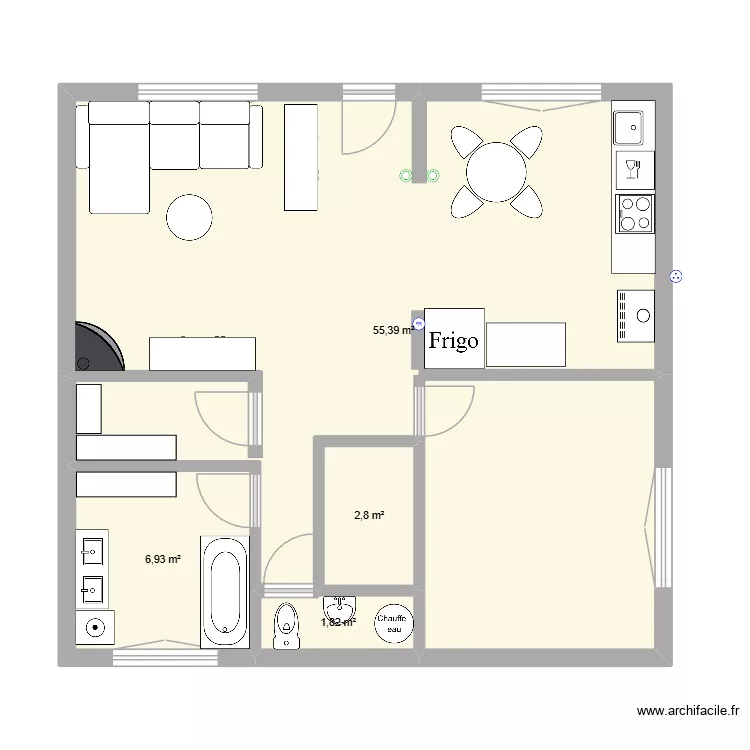 maison moche2. Plan de 4  et 67 m²
