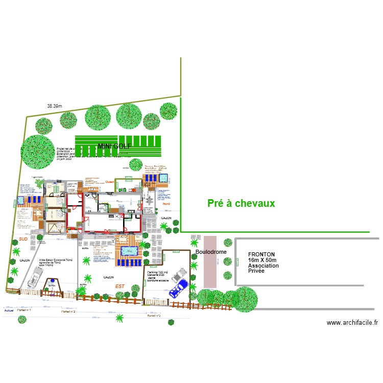 plan masse La Sablère pour TERRASSES ET BALCONS. Plan de 2 pièces et 53 m2