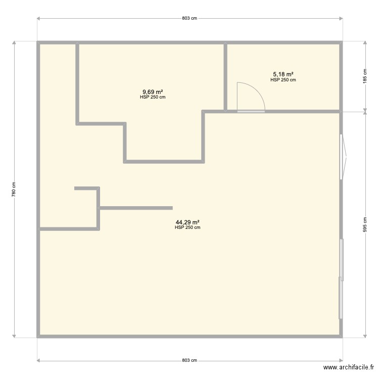 Plan CUISINE. Plan de 3 pièces et 59 m2