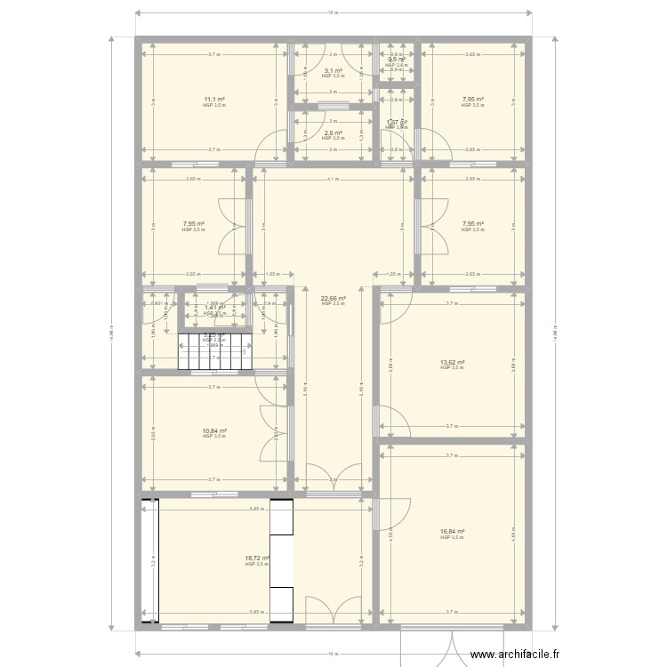 Maison RDC 1. Plan de 15 pièces et 133 m2