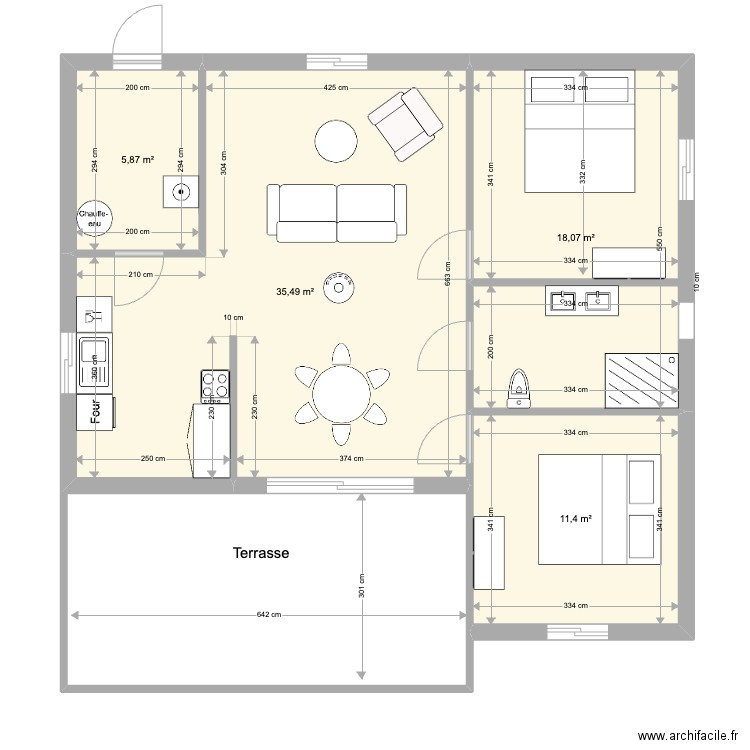 Maison sept 22. Plan de 4 pièces et 71 m2