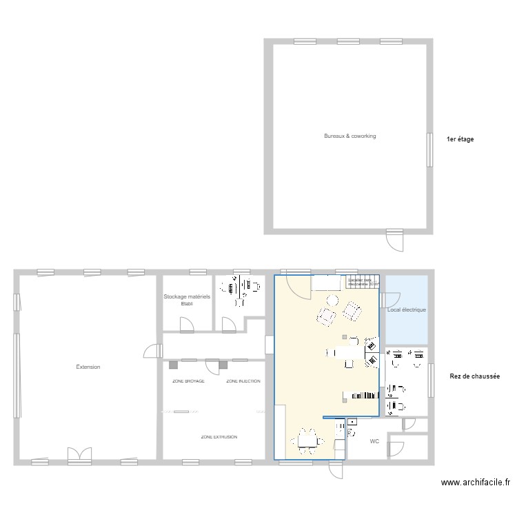 Plan atelier Mettray v2 manuf. Plan de 12 pièces et 349 m2