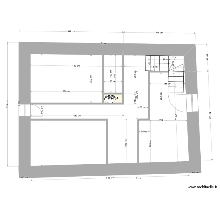 étage avec chambres. Plan de 1 pièce et 0 m2