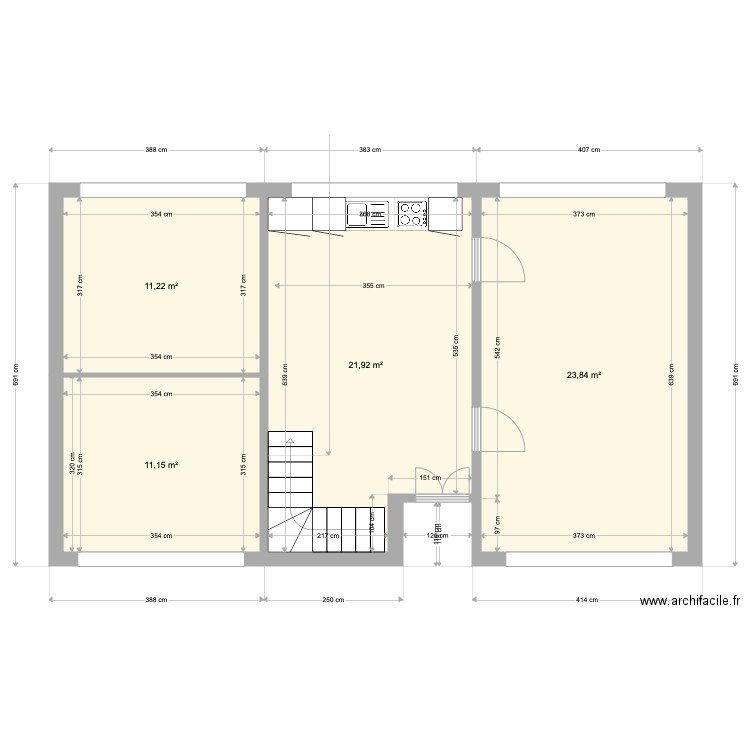 rez de chaussée Sandra. Plan de 0 pièce et 0 m2