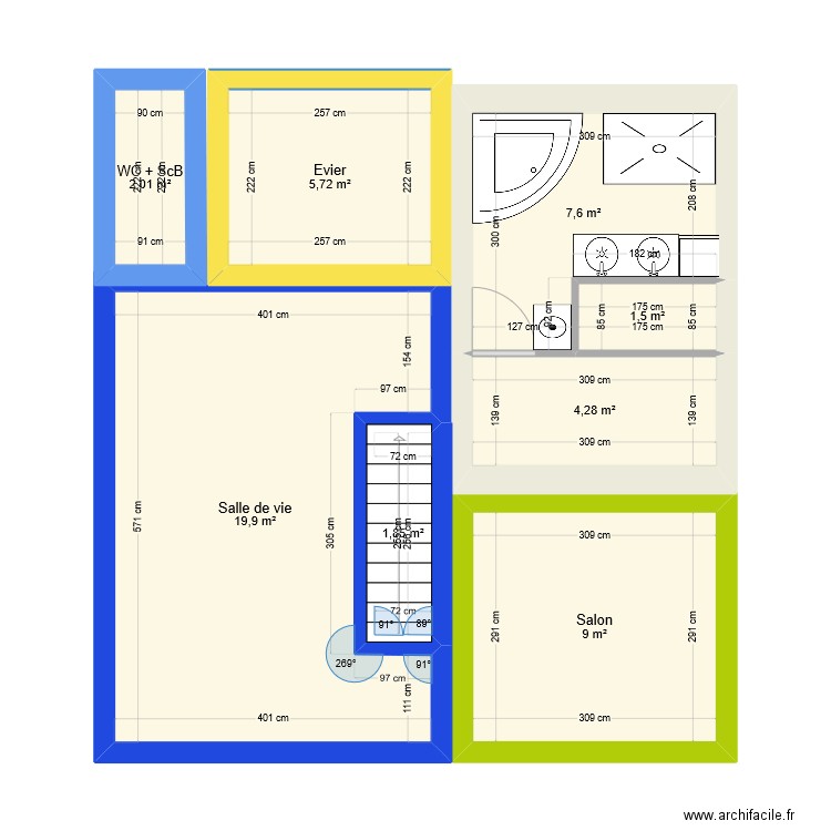 74 Massi RdC. Plan de 8 pièces et 52 m2