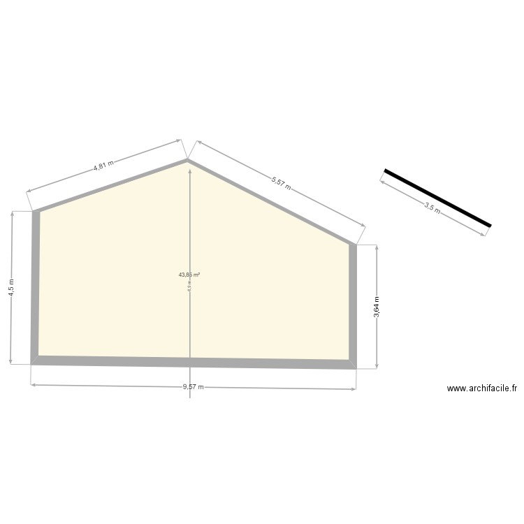 Plan de Coupe PENICAUT. Plan de 1 pièce et 44 m2