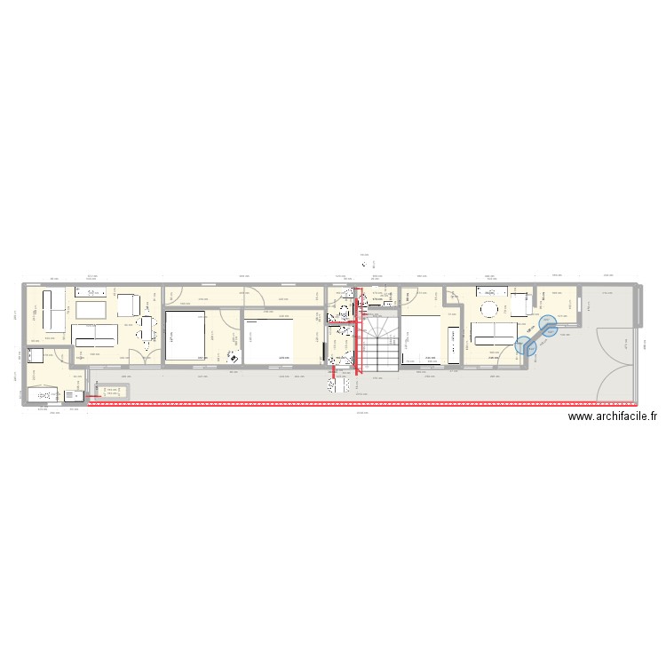 R+1. Plan de 12 pièces et 111 m2