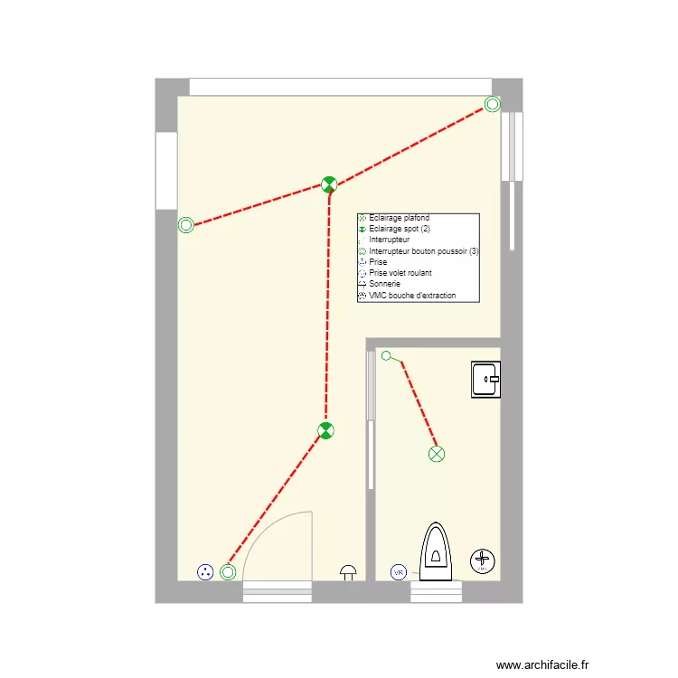 Entr&eacute;e wc Jeltsch. Plan de 