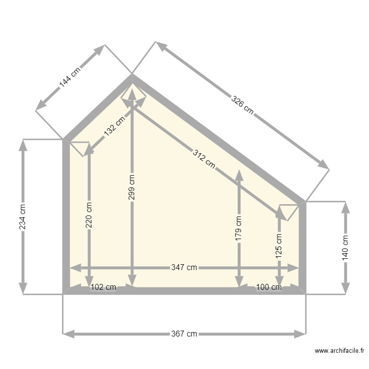 plan de coupe DP3. Plan de 1 pièce et 8 m2