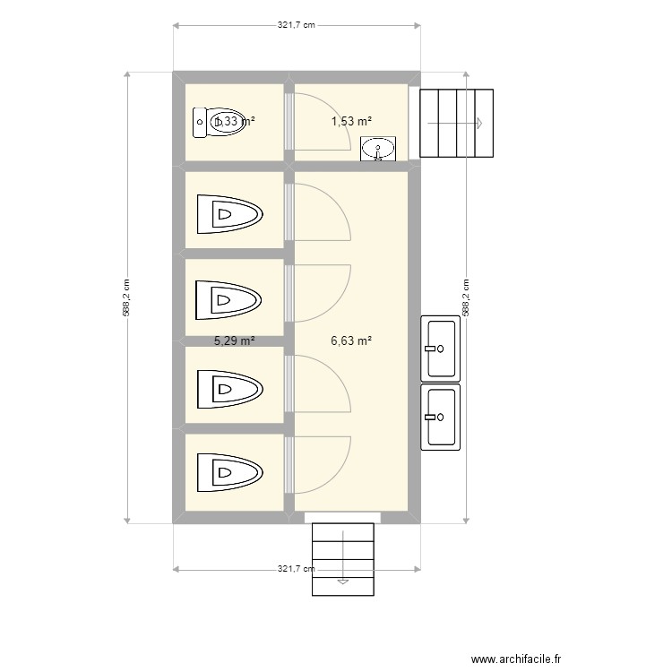 sanitaire public. Plan de 0 pièce et 0 m2