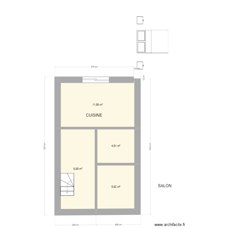 NANTES ter. Plan de 4 pièces et 32 m2