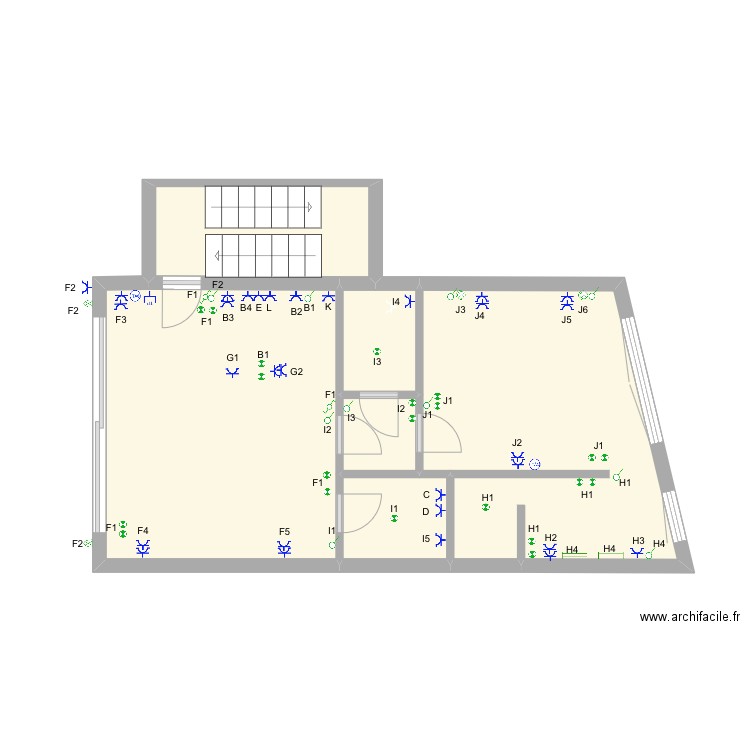 ET1. Plan de 6 pièces et 38 m2